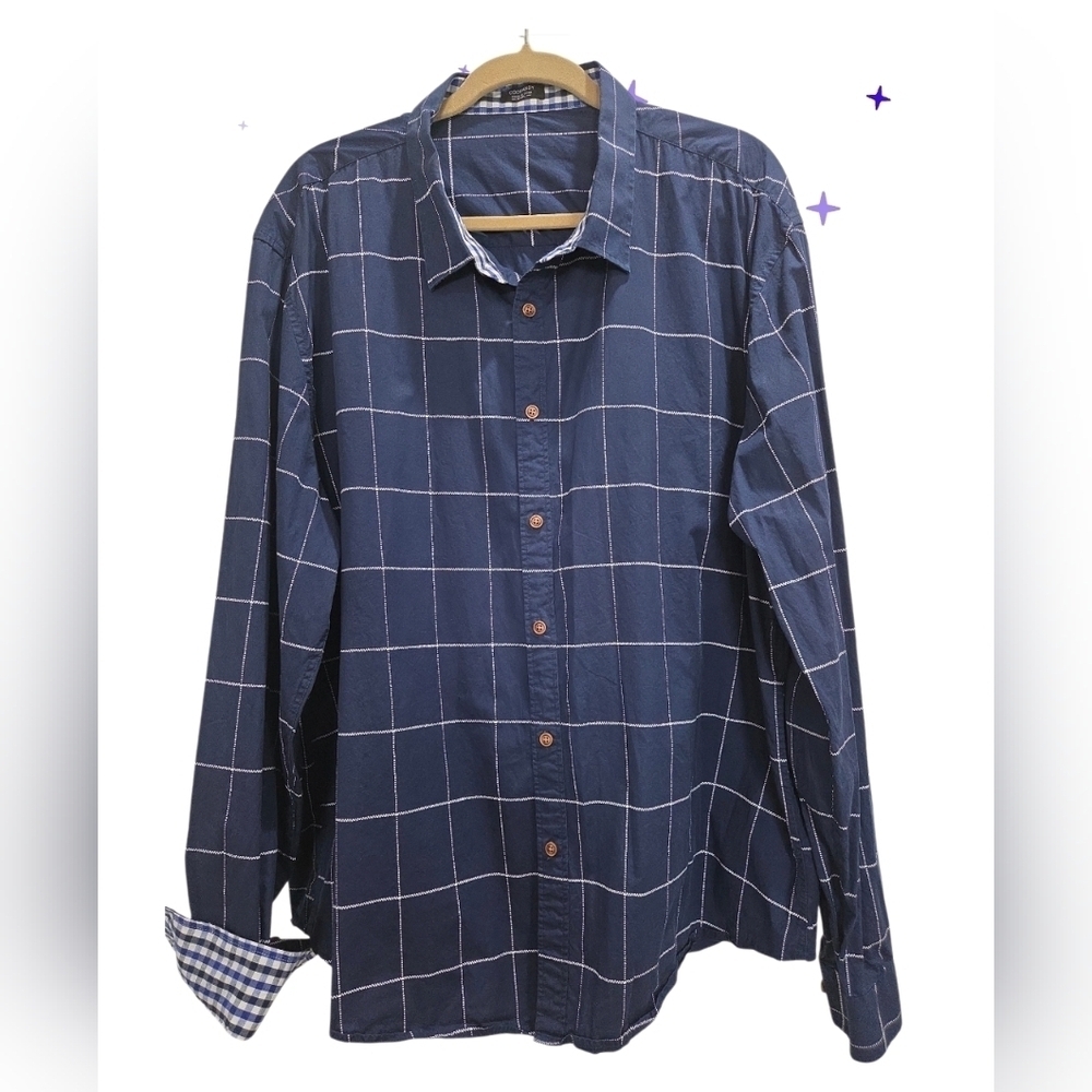 Coofandy Mens Long Sleeve Navy Shirt, XXXL